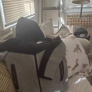 Little Kids' NIKE Tech Fleece Zip Up in Black and Gray